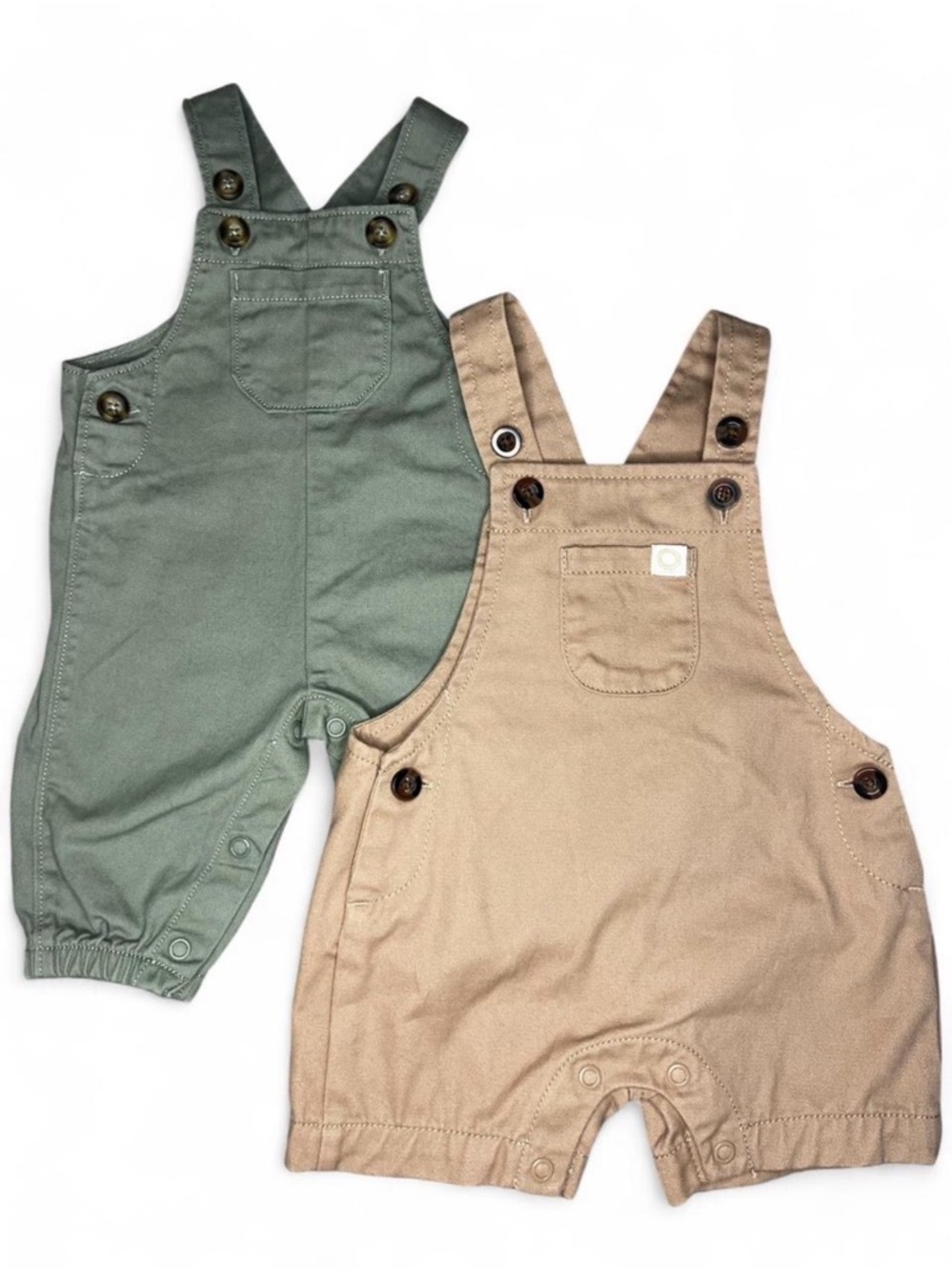Carter's Green and Tan Cotton Overalls Set